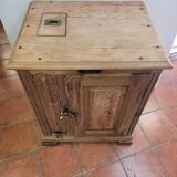 Antique cooler with a door