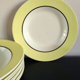 8 soup plates Sarreguemines Digoin yellow service