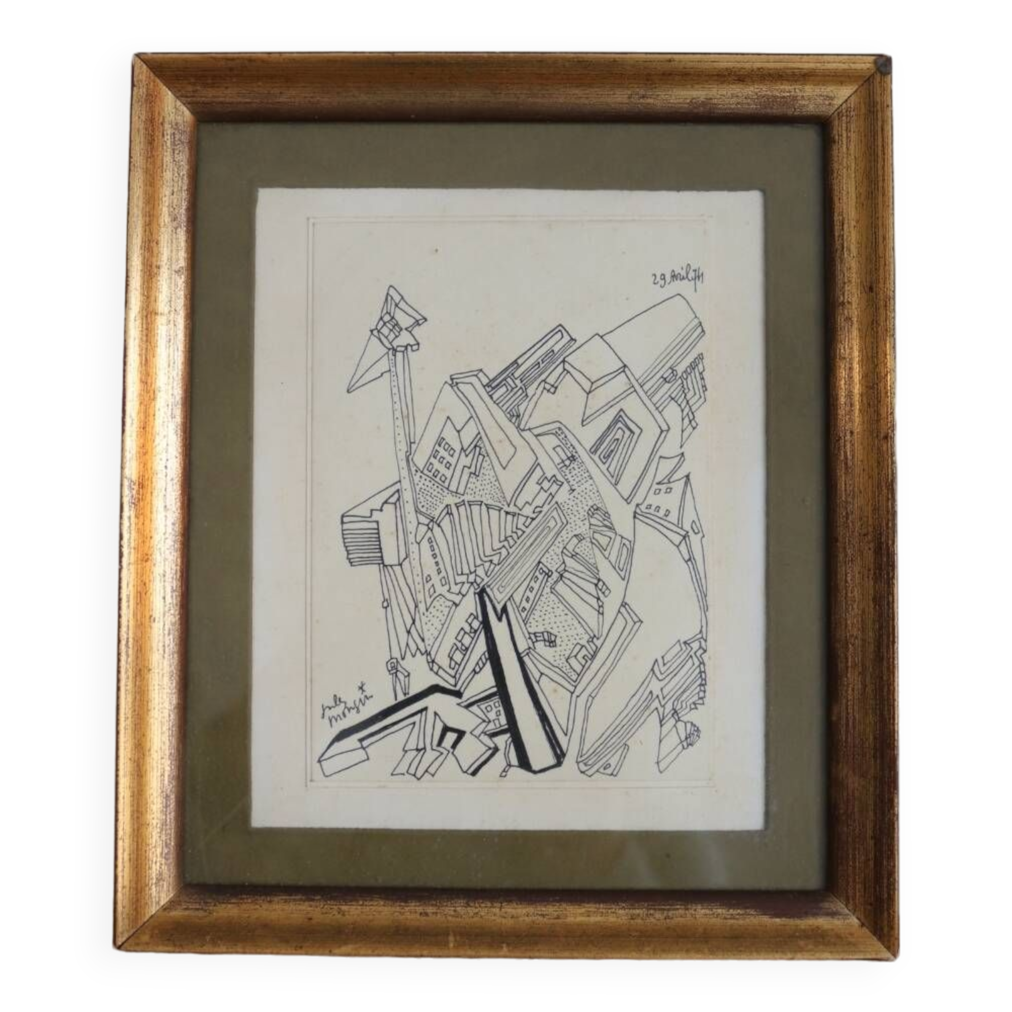 Painting drawing the city Jules Mougin, the poet postman Abstract art brut