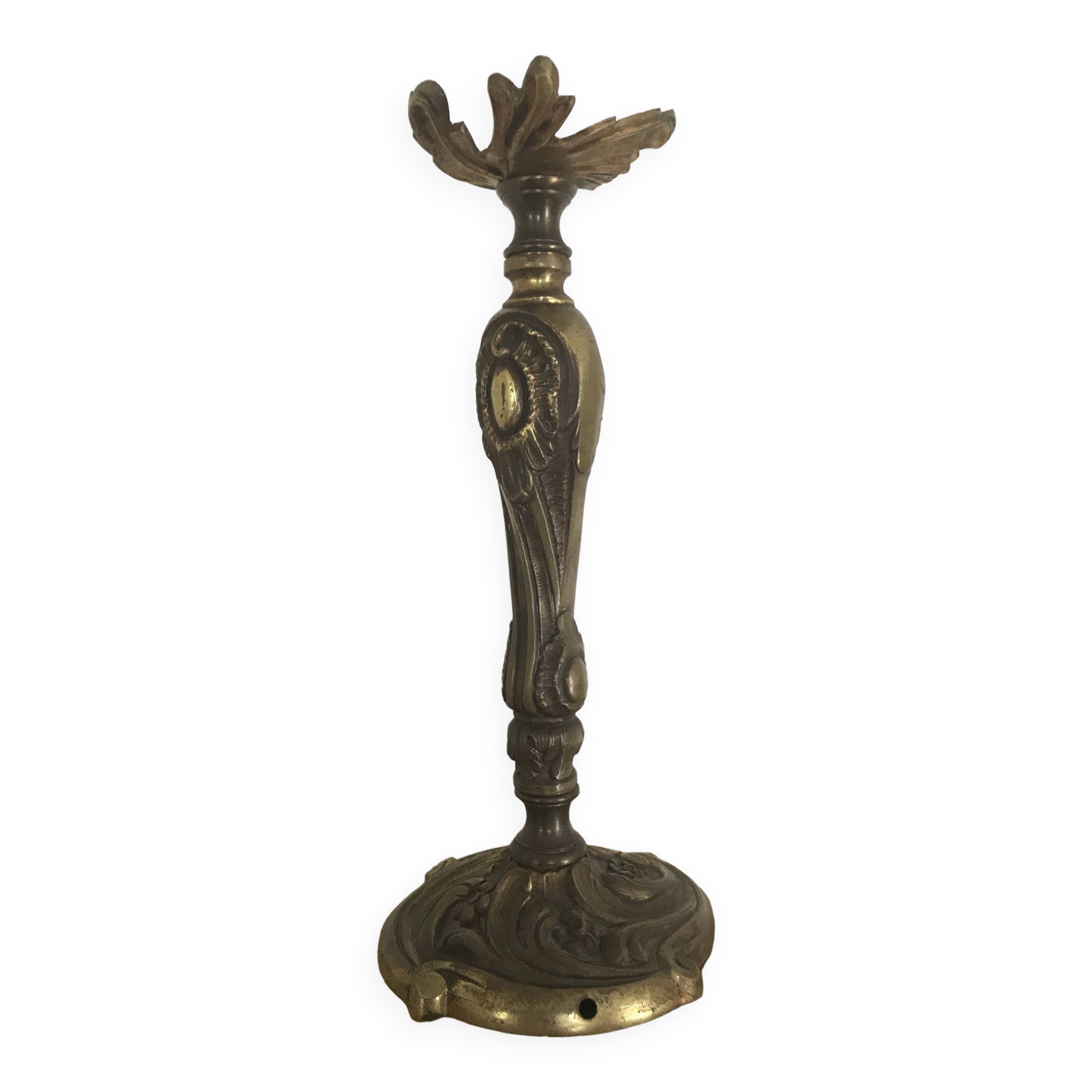 Old gilded bronze lamp base with Louis XV style rocaille decoration