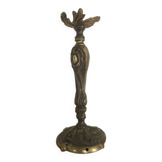 Old lamp basis in golden bronze with rocaille decor in louis xv style
