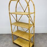 Vintage rattan bookshelf 60s