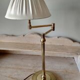 Large golden brass lamp with a movable arm - adjustable desk lamp