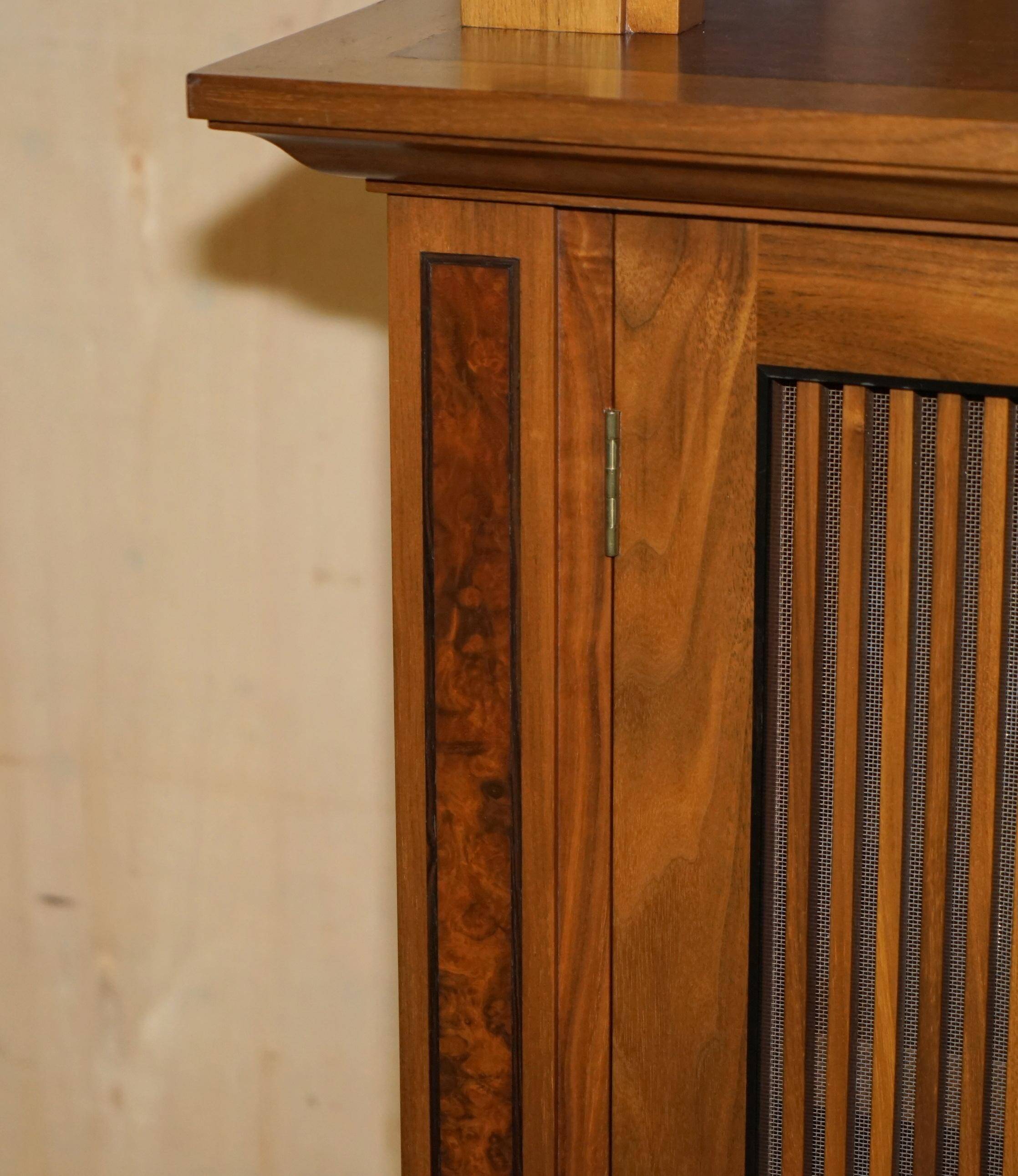 Pair of large David Linley bookcases in burr walnut, 2.6 m