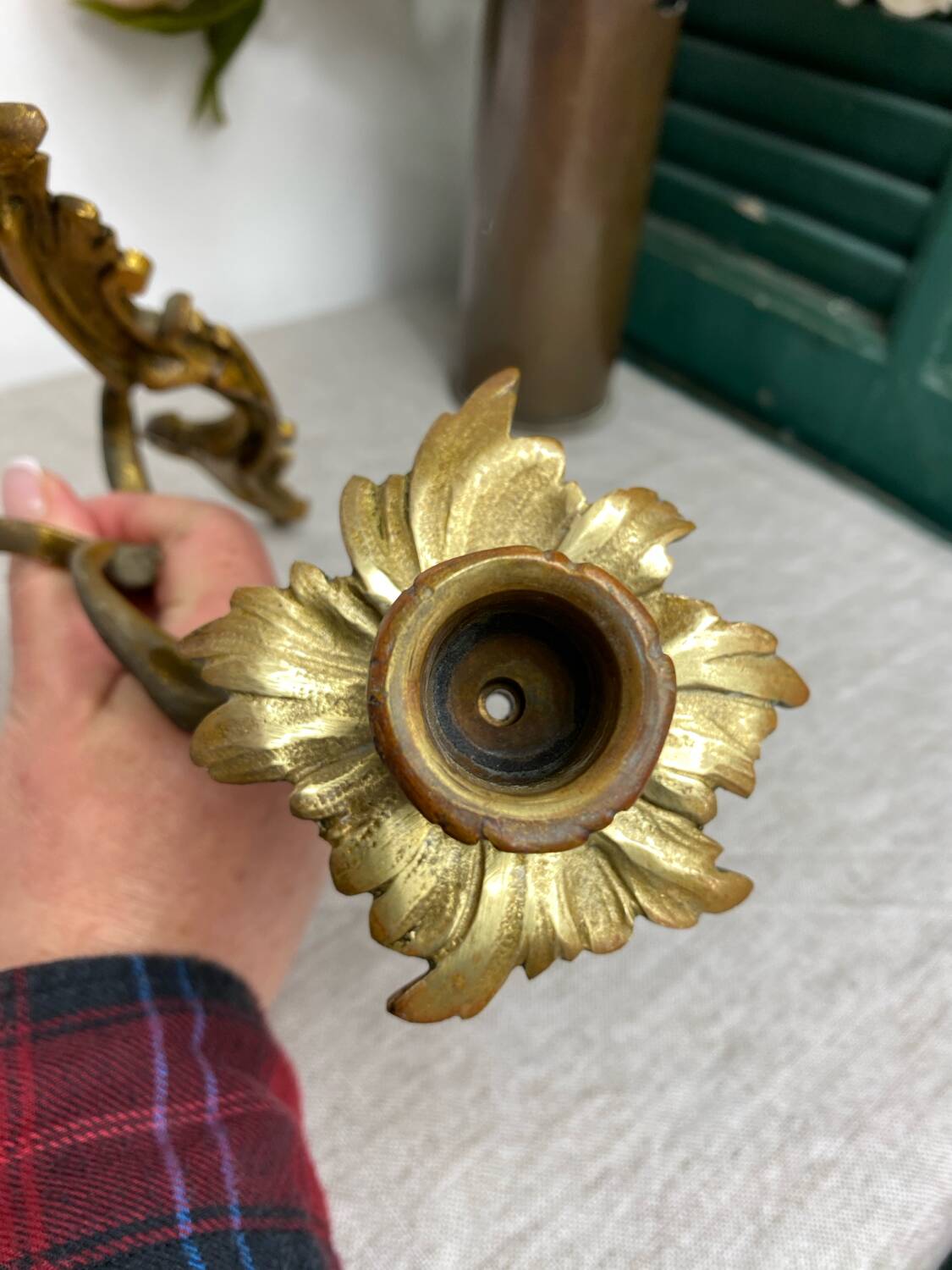 Two Louis XV style bronze wall candlesticks