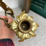 Two Louis XV style bronze wall candlesticks