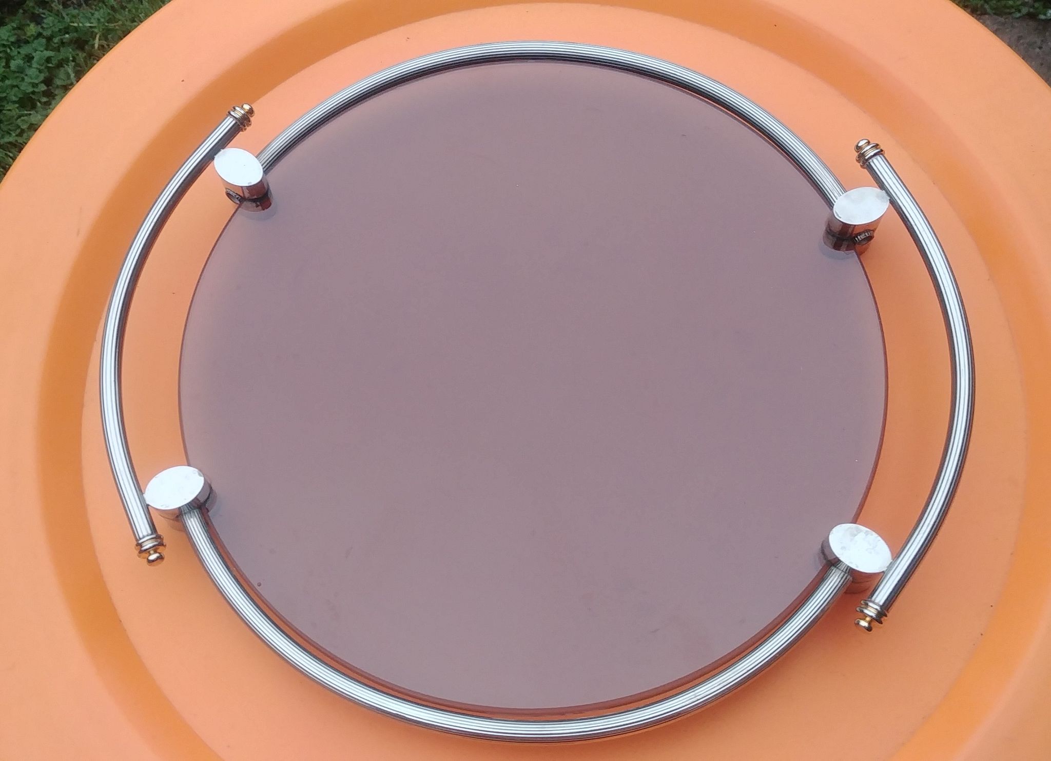 Vintage top of the 70s / 80s in glass and brass support neo classic style