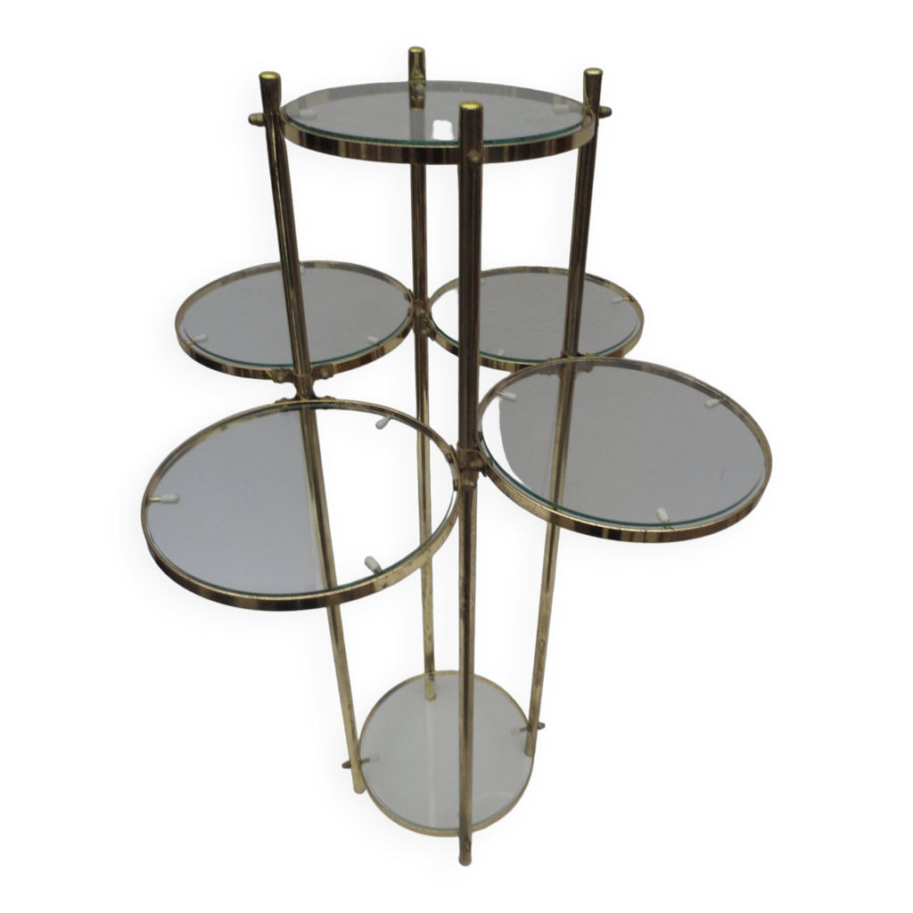 table ,bout de canapé en métal doré et verre | Selency