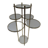 table, end table in gold metal and glass