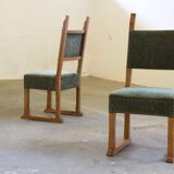 Vintage 1950s signature, solid oak dining throne chairs, Danish craftsmanship