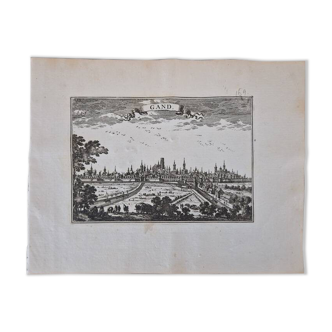 Gravure sur cuivre XVIIème siècle  "Gand"  Par Sébastien de Pontault de Beaulieu (1612-1674)