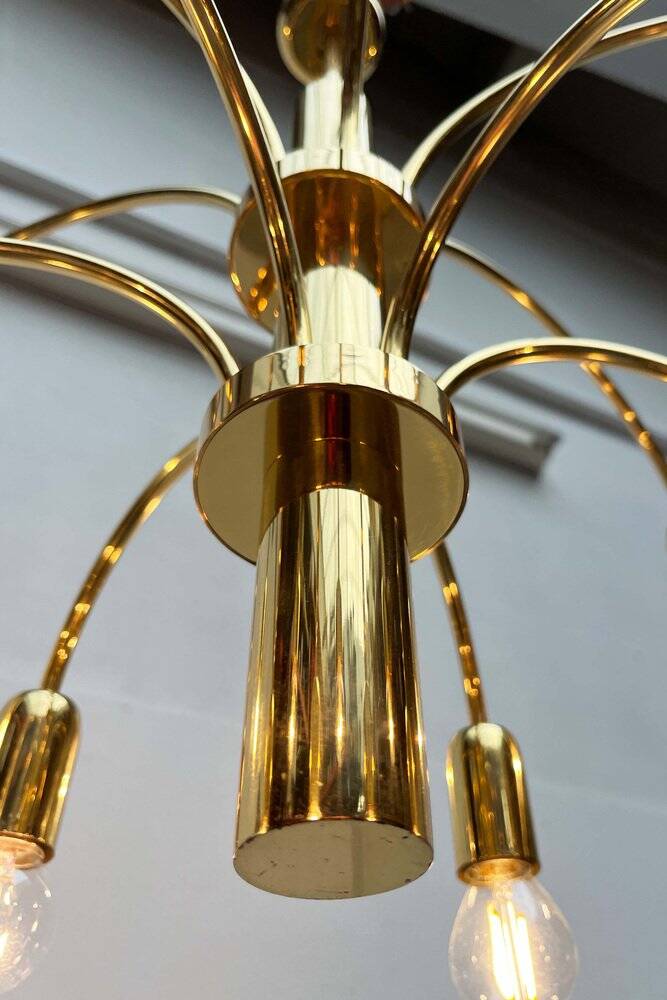 German vintage brass chandelier by Star Leuchten, 1970s.