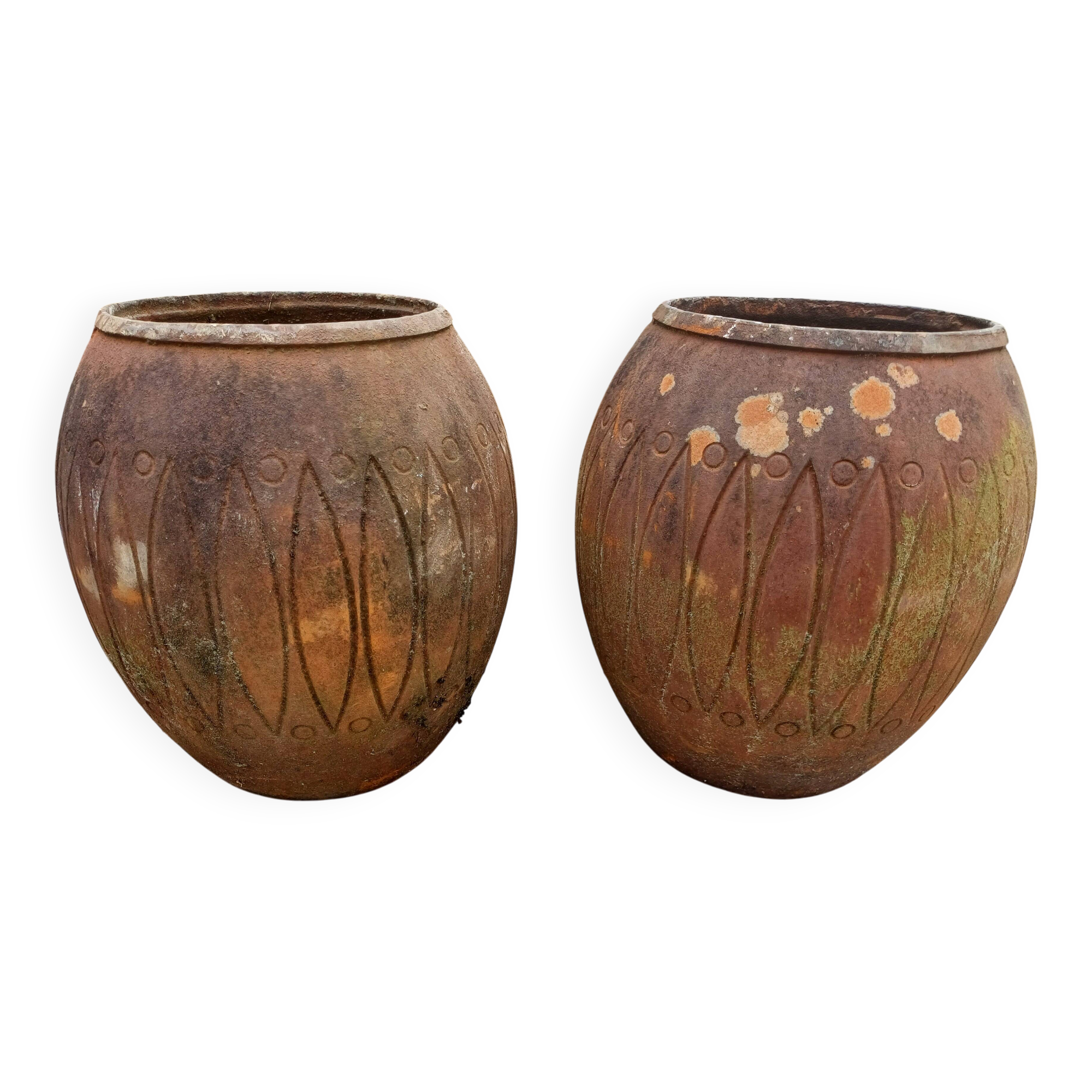 Pair of Art Deco Cast Iron Vases from Charleville-Mézières