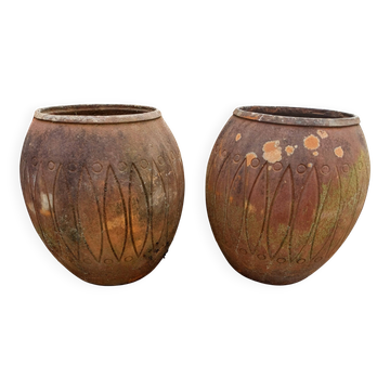 Pair of Art Deco Cast Iron Vases from Charleville-Mézières