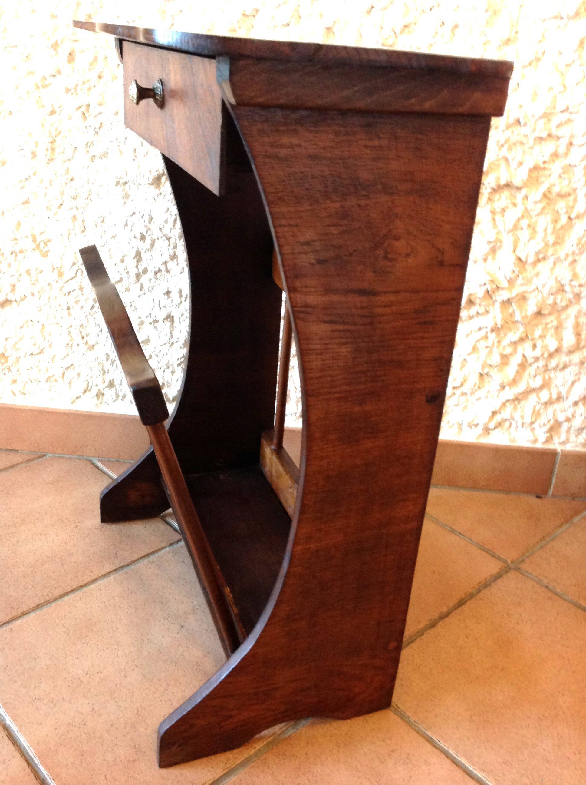 Magazine holder in varnished wood / vintage 60s