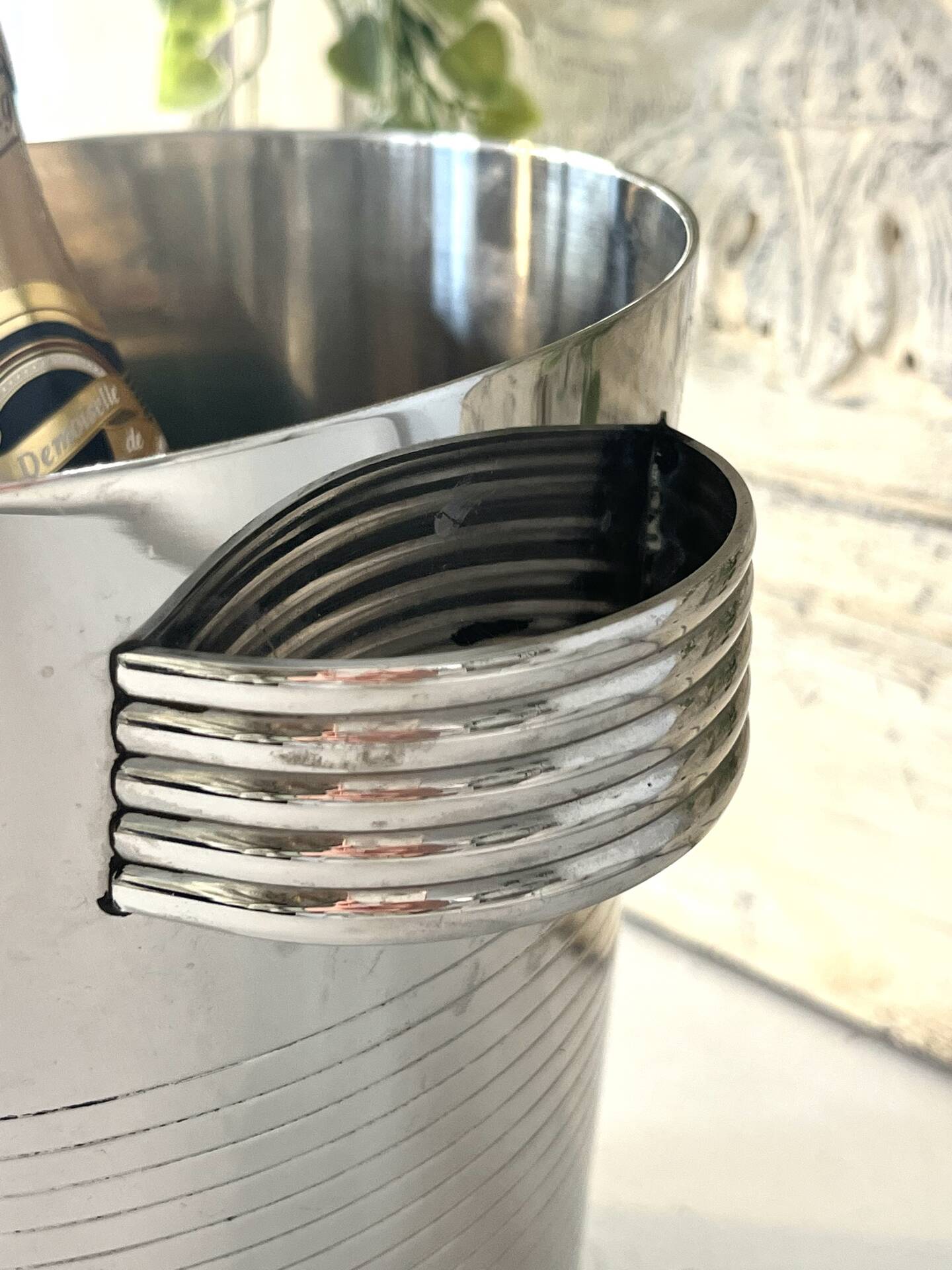 Art Deco Champagne Ice Bucket, Vintage French Chromed Stainless Steel