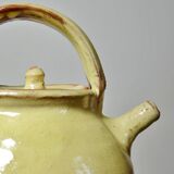 Small vintage pale yellow enamelled terracotta goat jug