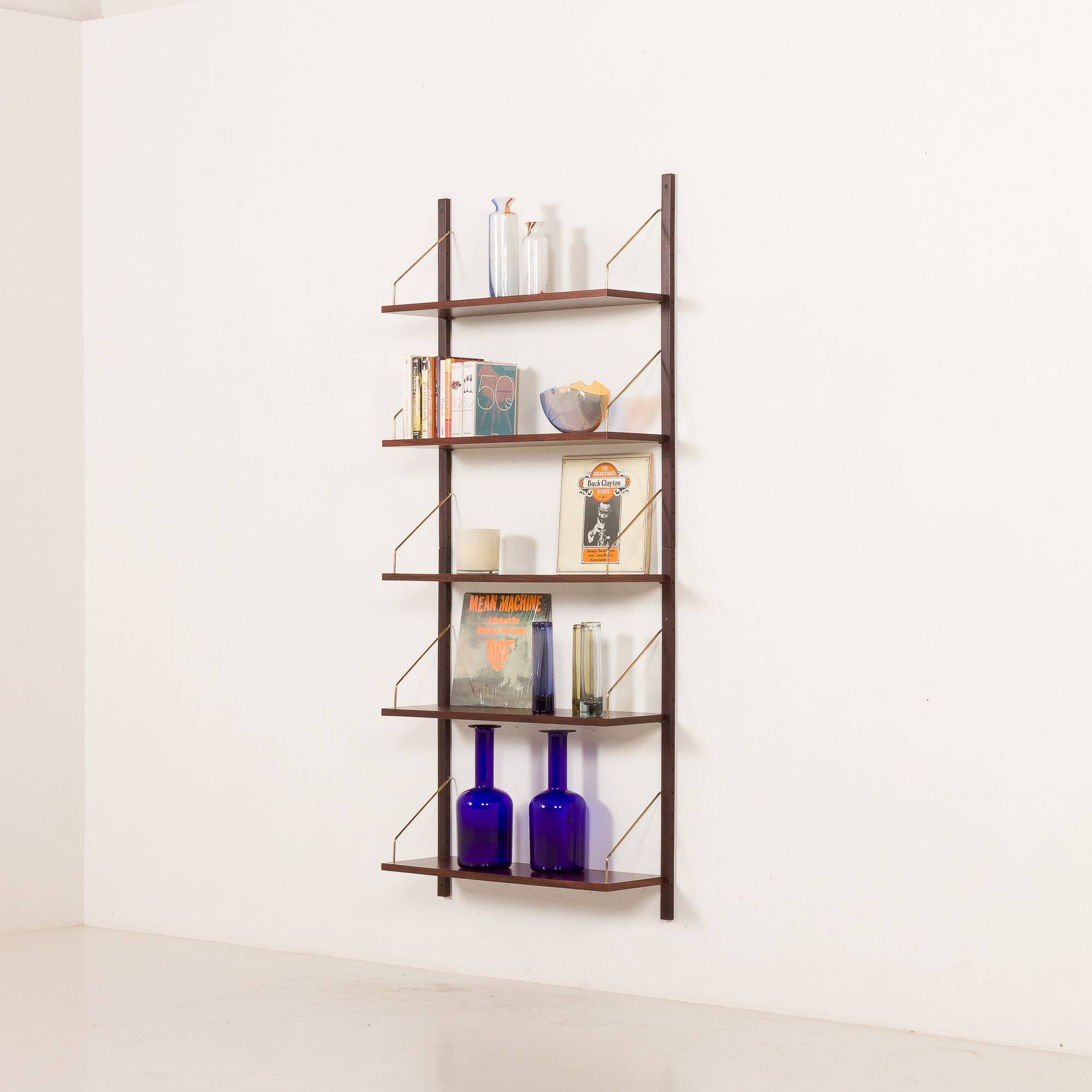 Scandinavian rosewood shelving unit, set of 5 shelves, 1960s