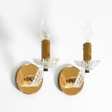 Two original Italian 1960s wall lamps with glass and mirror components