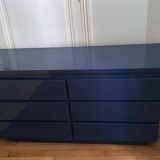 Console / chest of drawers David Lange – Deep blue lacquer – 6 drawers – 156 cm – A