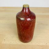 Vase red ceramic bottle signed