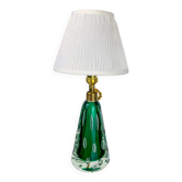 Midcentury Pietro Toso table lamp, green and bubble Sommerso Murano, Italy