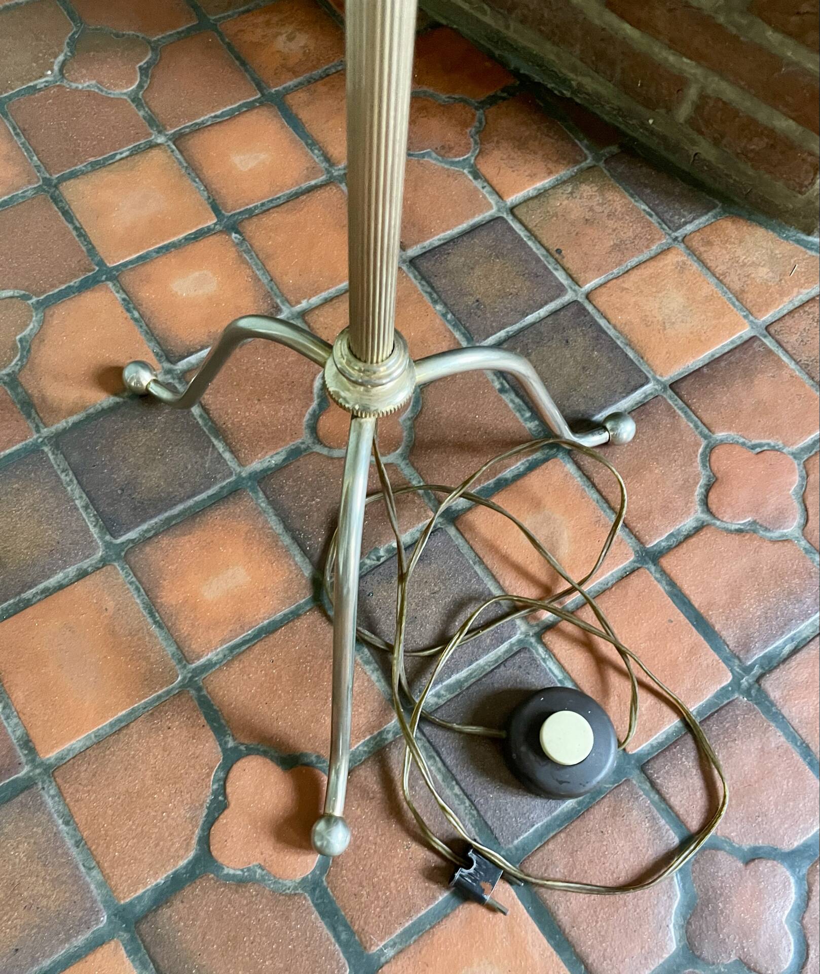 Vintage gold-plated tripod floor lamp