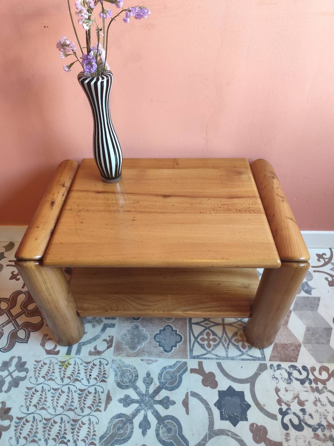 Vintage bedside table in elm