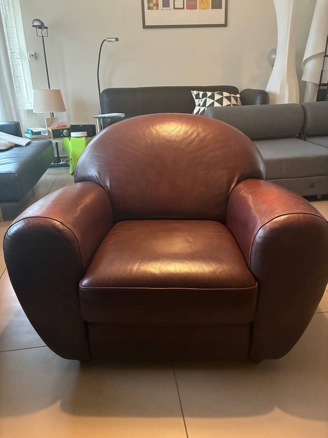 Fauteuil club en cuir steiner