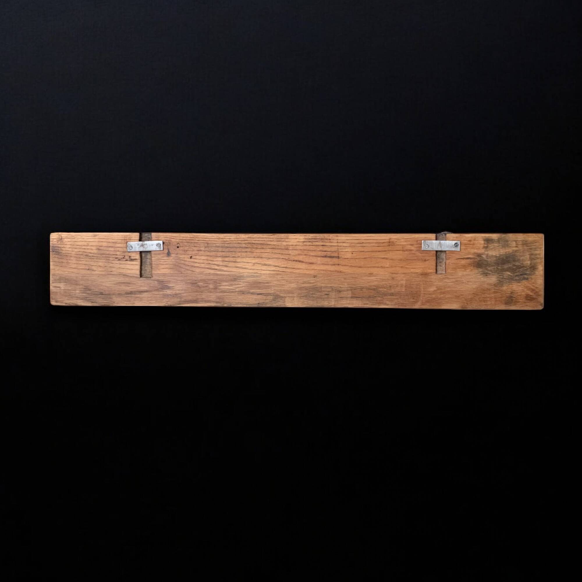 Vintage wooden wall coat rack - 3 chrome metal hooks