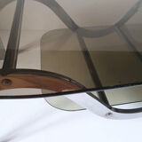 Coffee table chrome metal and smoked glass 70s