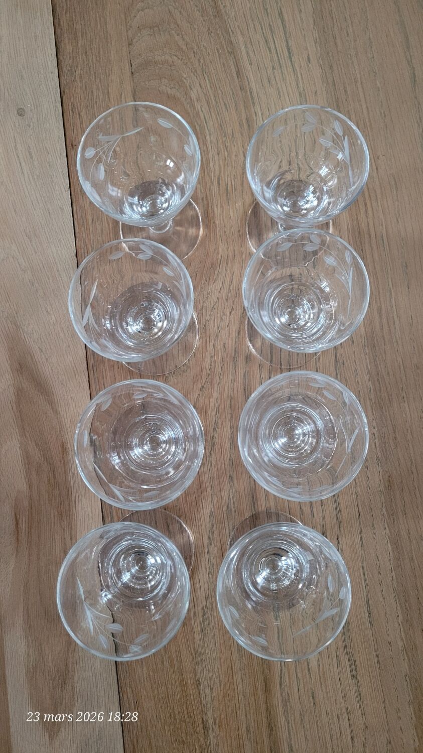 7 vintage footed aperitif glasses
