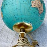 Globe world map old glass light vintage design 1970