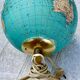 Globe world map old glass light vintage design 1970