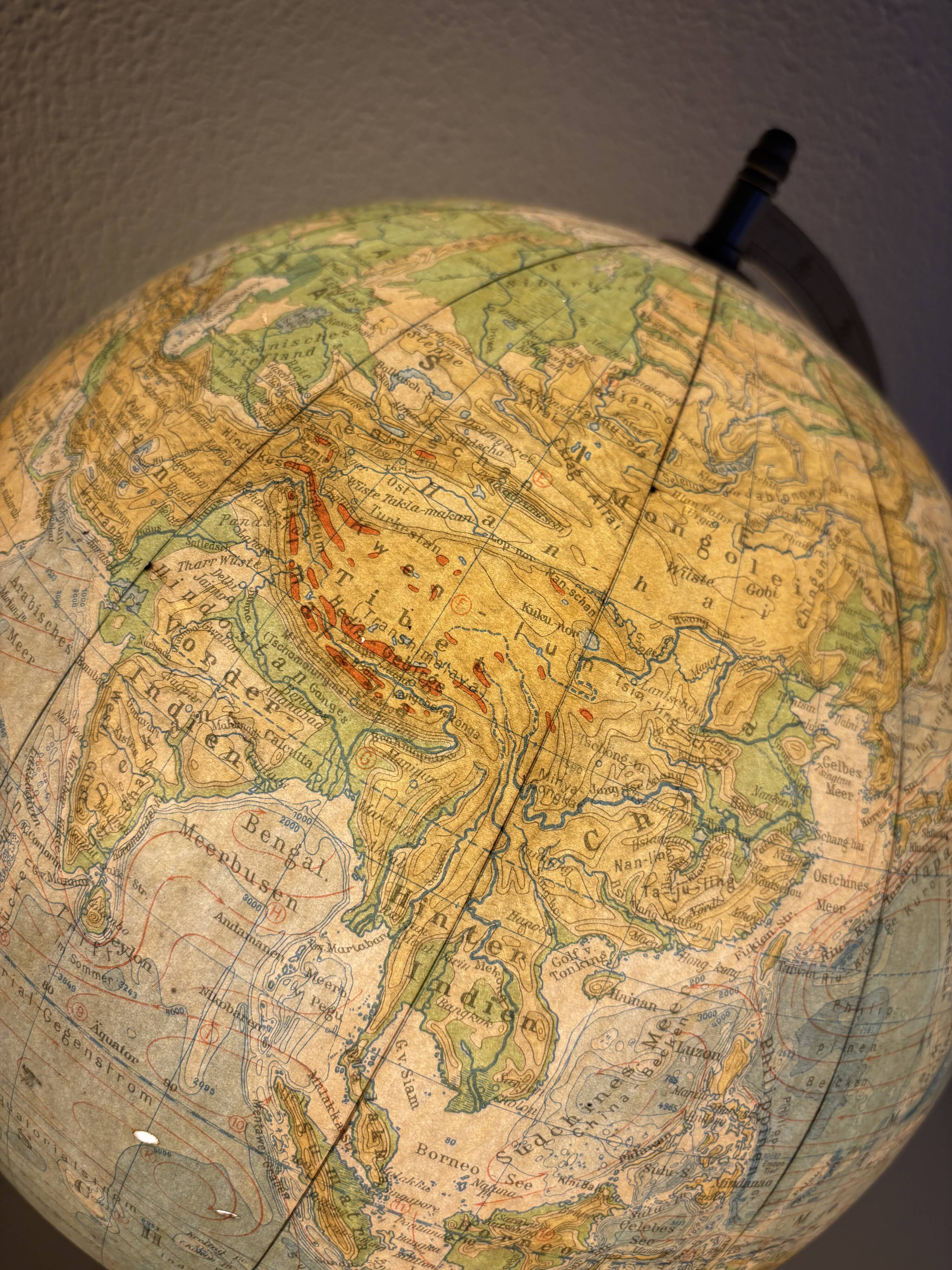 Vintage globe 1950/1953 terrestrial Räth world map ex-GDR - 52 cm
