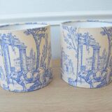 Pair of blue Toile de Jouy lampshades