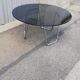 Table basse vintage chrome et verre fumé