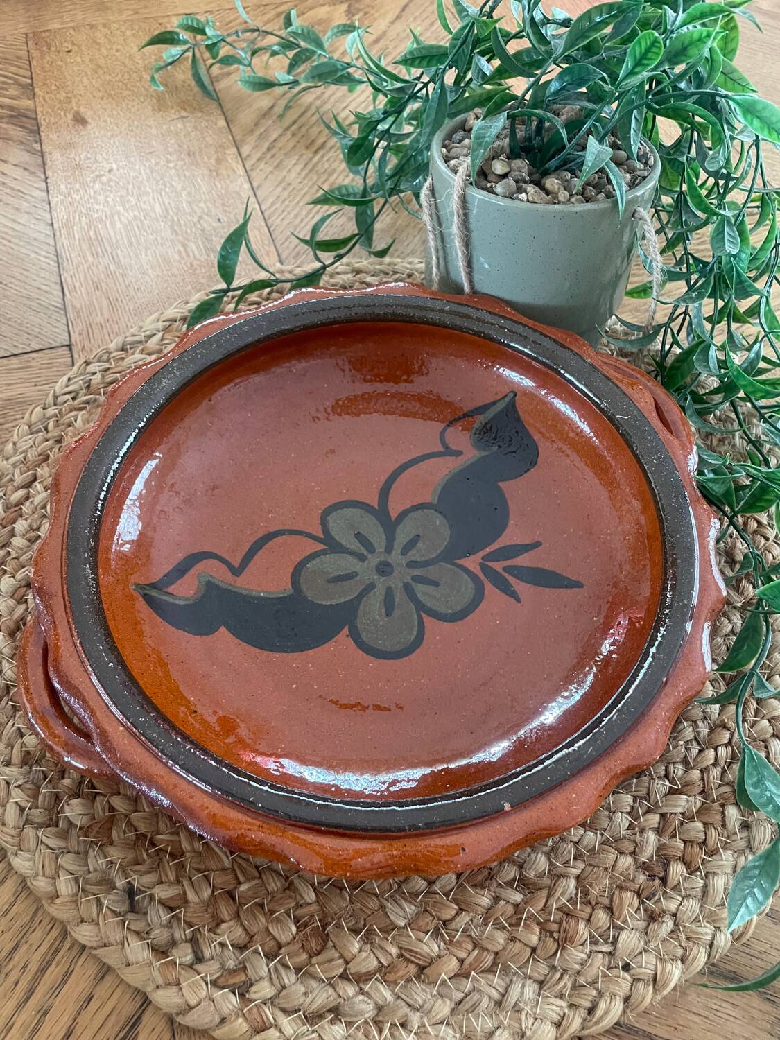 Vintage shallow dish in terracotta