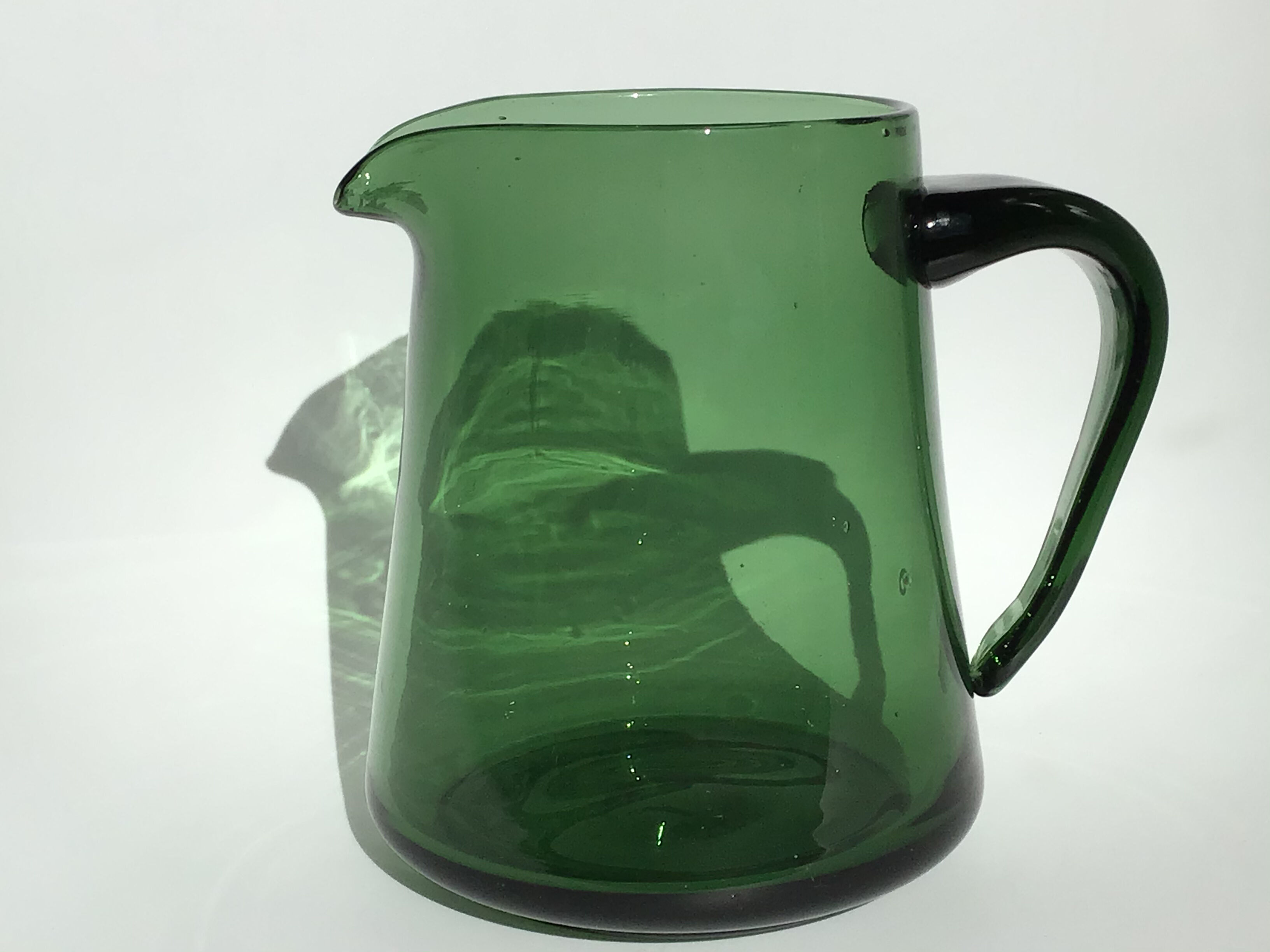 Pitcher glass blown mouth dark green