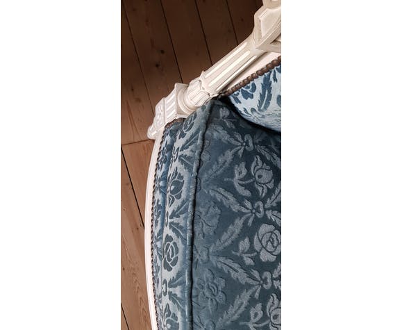 Blue velvet armchair in louis XVI style