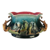 Jardinière en barbotine polychrome