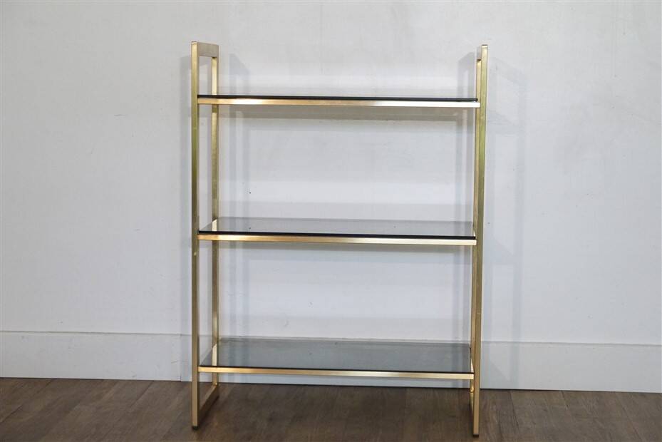 Italian glass and gold metal shelf from Artelano 1970