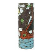 Grand vase italien du milieu du siècle fratelli fanciullacci décor de sgraffito de voilier