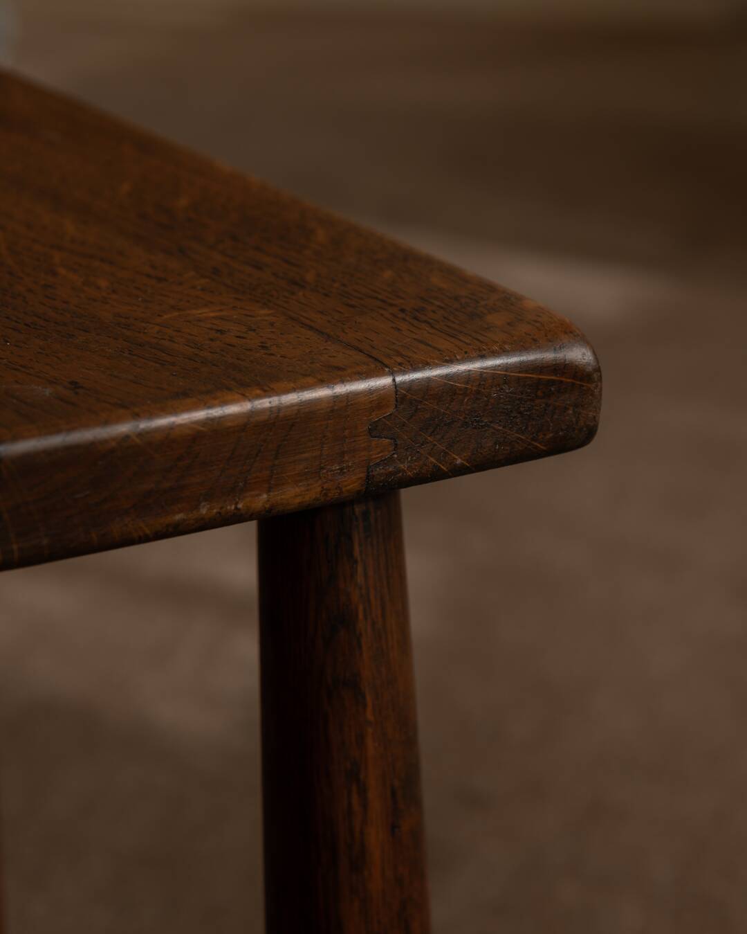 Vintage Oak Nesting Tables (Set of 3) – Rustic Modernist Side Tables, 1970s