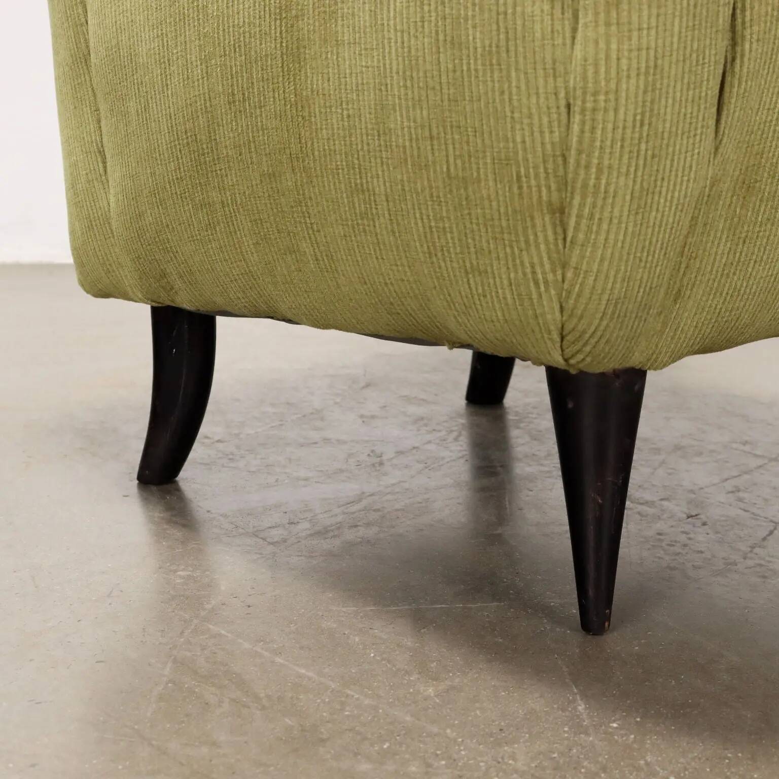 Vintage armchair in painted wood and velvet, Italy, 1950s-60s.