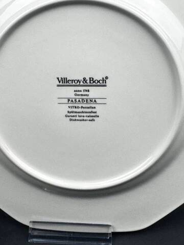 6 Villeroy & Boch Pasadena octagonal porcelain dessert plates with ivy decor