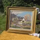 Vintage Oil Landscape Painting - Impasto Barn Scene