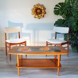 Ceramic and teak coffee table, Scandinavian design from the 60s