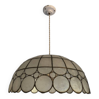 Mother-of-pearl brass pendant light - large format