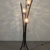 Tripod lamp in bamboo and glass from the 60s/70s